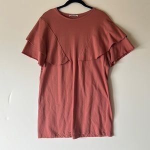 Zara Trafaluc Cotton Flutter Sleeve Dress size Small